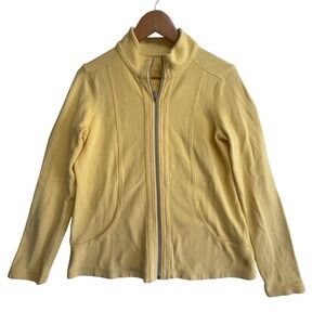 Tommy Bahama Womens Small Heavy Knit Full Zip Jacket Butter Yellow Cotton
